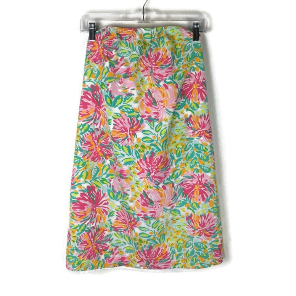 Lilly Pulitzer Keetan Little Lilet Floral Print Strapless Dress in Pink Green